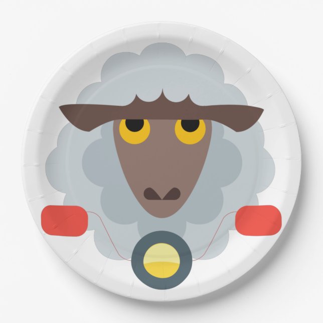 Sheep on Motorcycle Paper Plate (Front)