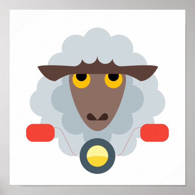 Sheep on Motorcycle Poster (Front)