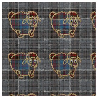 sheep on tartan background fabric