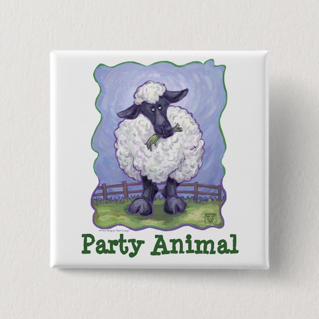 Sheep Party Centre 15 Cm Square Badge (Front)