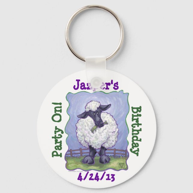 Sheep Party Centre Key Ring (Front)