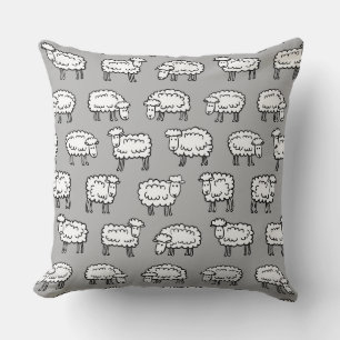 Sheep Pattern - Black, White and Grey Cushion
