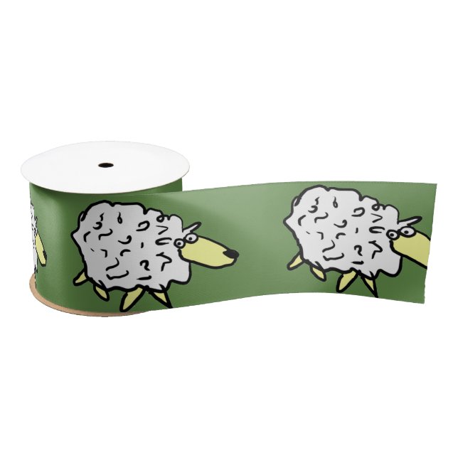 Sheep Pattern design Satin Ribbon (Spool)