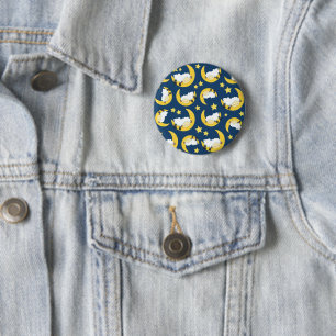 Sheep Pattern, Sleeping Sheep, Moon, Stars 6 Cm Round Badge