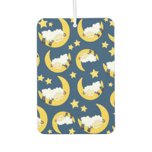 Sheep Pattern, Sleeping Sheep, Moon, Stars Car Air Freshener