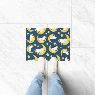 Sheep Pattern, Sleeping Sheep, Moon, Stars Doormat