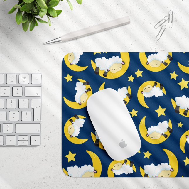 Sheep Pattern, Sleeping Sheep, Moon, Stars Mouse Mat (Creator Uploaded)