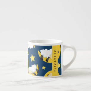Sheep Pattern, Sleeping Sheep, Moon, Your Name Espresso Cup
