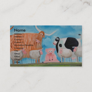 sheep pig highland cow business card