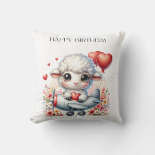 Sheep Pilot Birthday Cushion