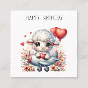 Sheep Pilot Birthday Square Business Card