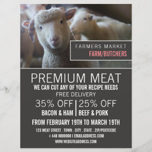 Sheep Portrait, Farmer & Butcher Advertising Flyer