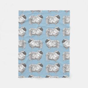 Sheep Powder Blue Pattern Fleece Blanket