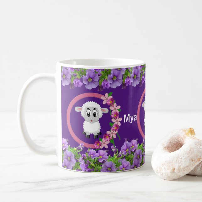 Sheep Purple Floral Mug (With Donut)