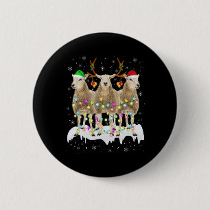 Sheep Reindeer Santa Christmas With Light Fun Xmas 6 Cm Round Badge
