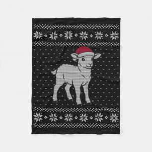 Sheep Santa Hat Fleece Blanket