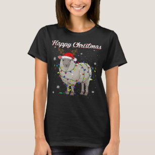 Sheep Santa Tree Lights Christmas Pyjamas Family F T-Shirt