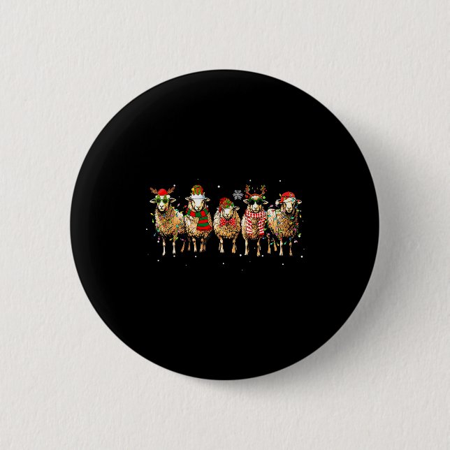 Sheep Santa Xmas Funny Sheep Lover Gift Christmas  6 Cm Round Badge (Front)