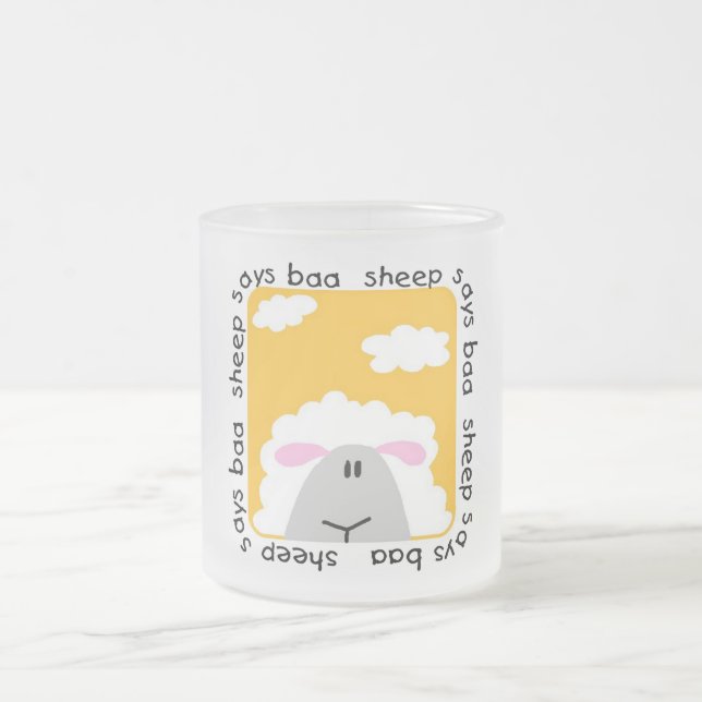Sheep Says Baa T-shirts and Gifts Frosted Glass Coffee Mug (Center)