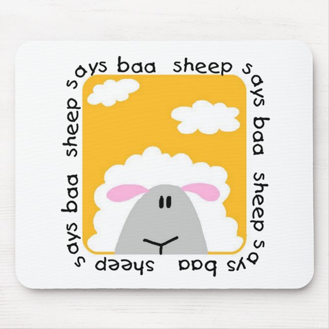 Sheep Says Baa T-shirts and Gifts Mouse Mat (Front)