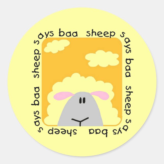 Sheep Says Baa Tshirts and Gifts Classic Round Sticker (Front)