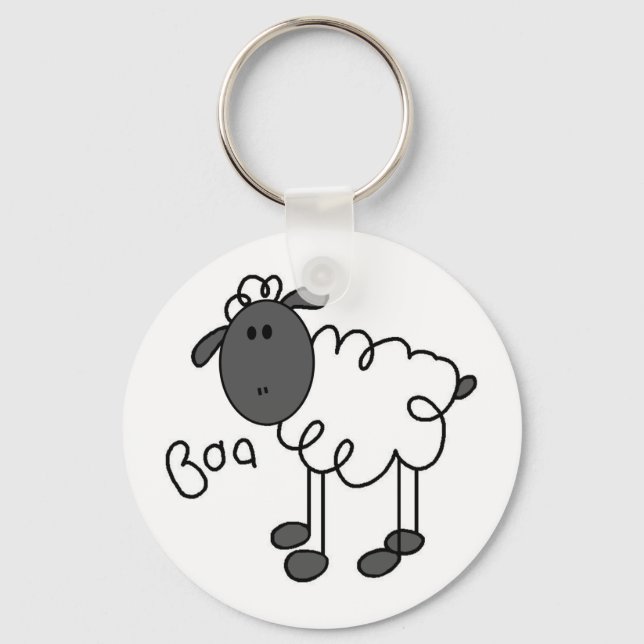 Sheep Says Baa Tshirts and Gifts Key Ring (Front)