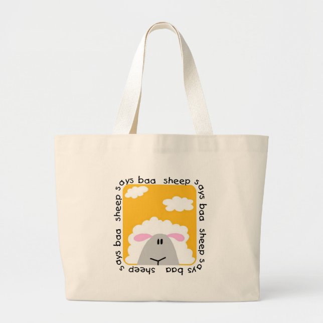 Sheep Says Baa Tshirts and Gifts Large Tote Bag (Front)