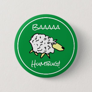 Sheep Says Baaaa Humbug - Christmas Button