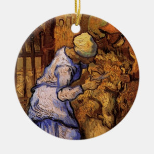 Sheep Shearers (after Millet) by Vincent van Gogh Ceramic Tree Decoration