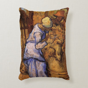 Sheep Shearers (after Millet) by Vincent van Gogh Decorative Cushion