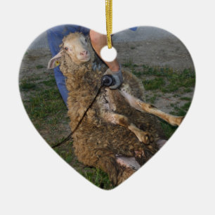 Sheep Shearing Ceramic Tree Decoration