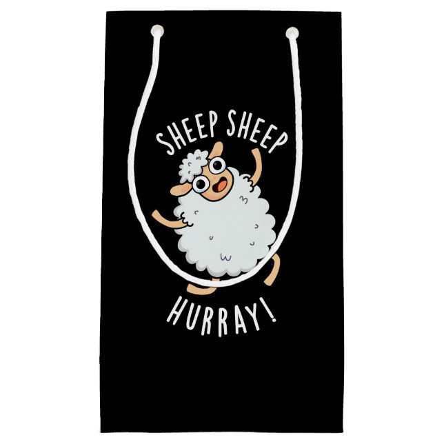 Sheep Sheep Hurray Funny Animal Pun Dark BG Small Gift Bag (Front)
