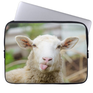 Sheep show tongue laptop sleeve
