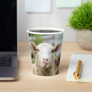 Sheep show tongue paper cups