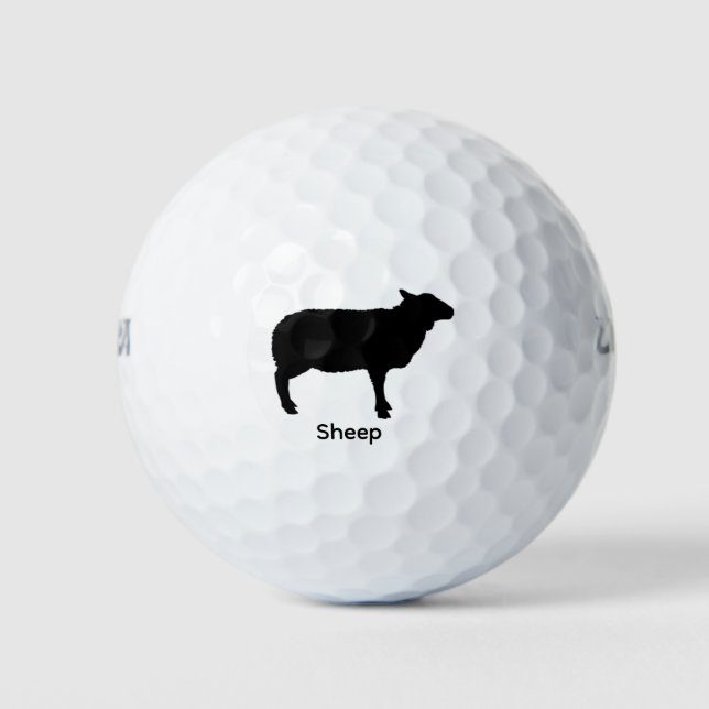 Sheep Silhouette - Black Animal Golf Balls (Front)