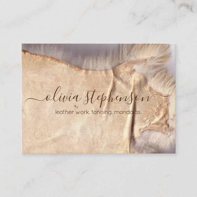 Sheep Skin Tanned Hide Leather Business Card (Front)