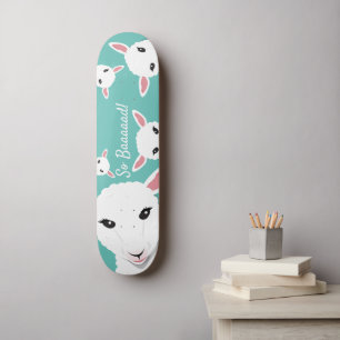 Sheep So Bad Teal Animal Pun Illustration Skateboard