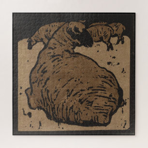 Sheep - Square Animals Illustration Jigsaw Puzzle