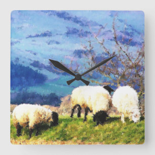 SHEEP SQUARE WALL CLOCK