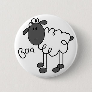 Sheep Stick Figure Button