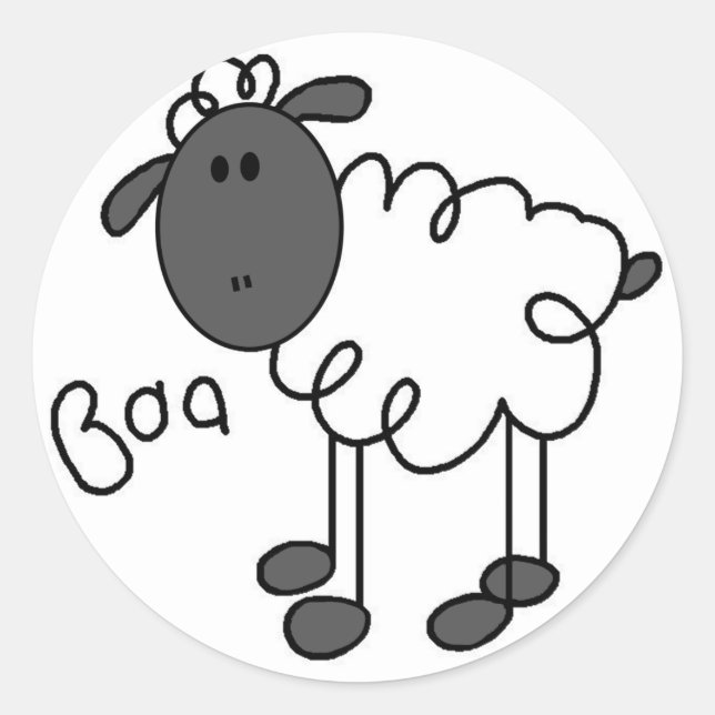Sheep Stick Figure Sticker (Front)