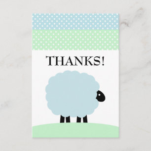 Sheep Thank you note cards blue green customise