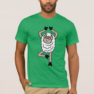 Sheep Tired Exhausted Sad Yoga Tree Pose Vrksasana T-Shirt