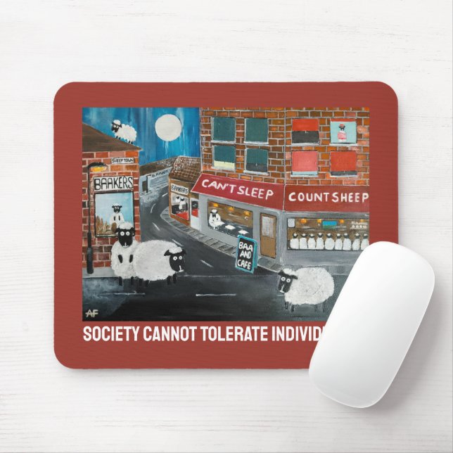 Sheep Town Painting by Alfred Fox Mouse Mat (With Mouse)