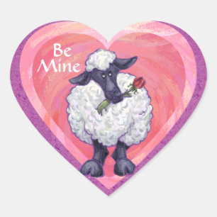 Sheep Valentine's Day Heart Sticker