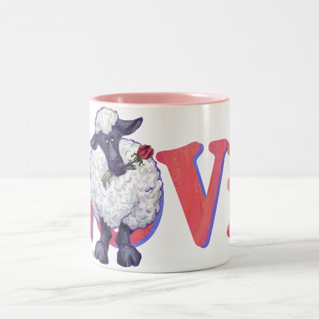 Sheep Valentine's Day Two-Tone Coffee Mug (Center)