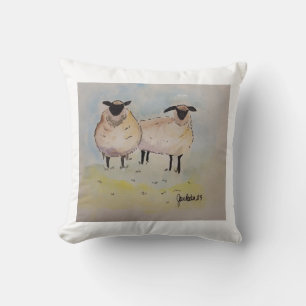 sheep watercolor cushion