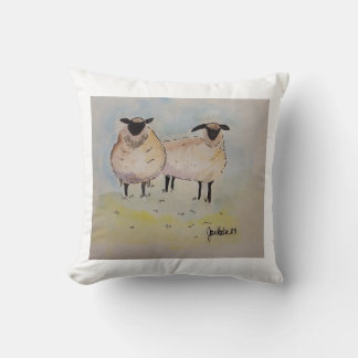 sheep watercolor cushion