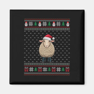 Sheep Wearing Santa Hat Ugly Xmas Sheep Lovers  Magnet