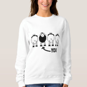 Sheep, white or black, of the family  sweatshirt
